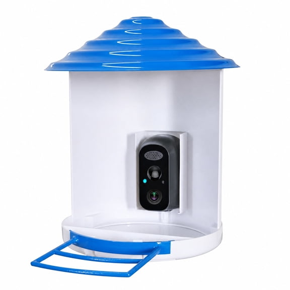 Smart Bird Feeder Camera with AI Solar Panel White Blue