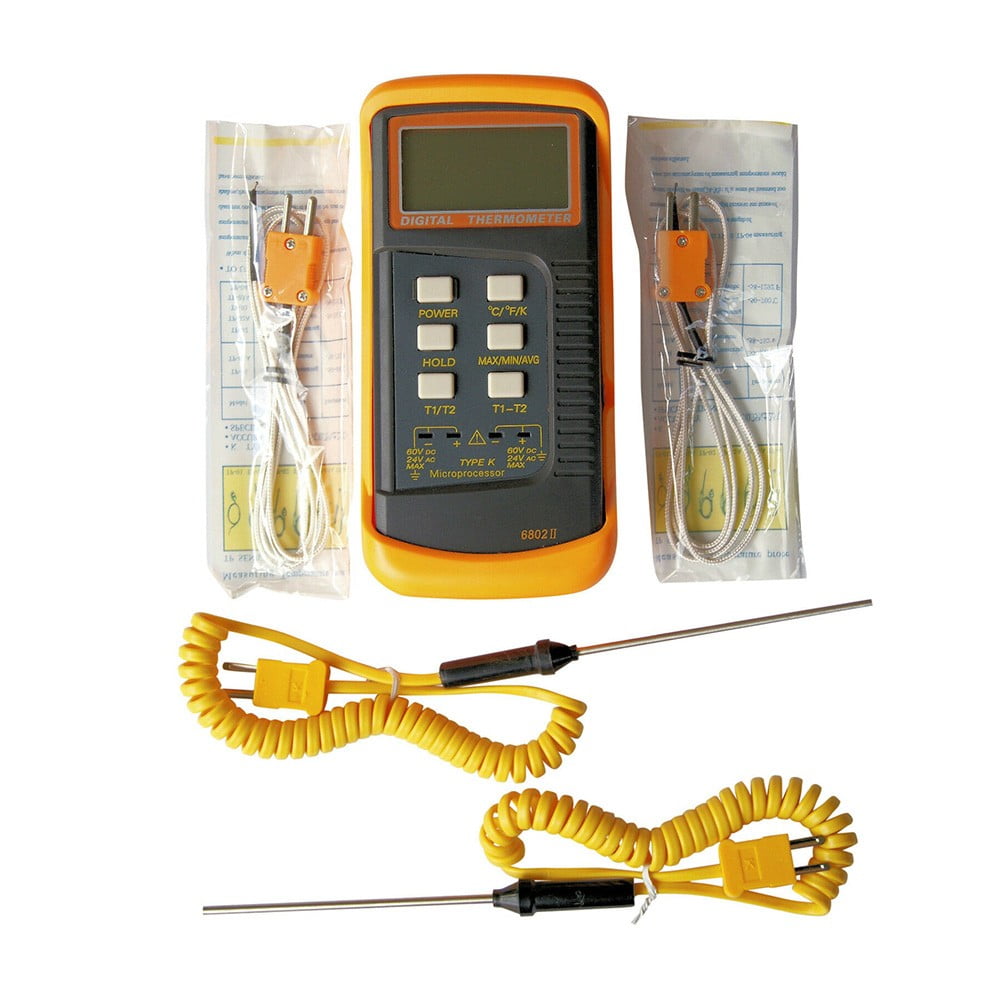 Digital K-type Thermometer with 3 Stainess Steel Probe for HVAC
