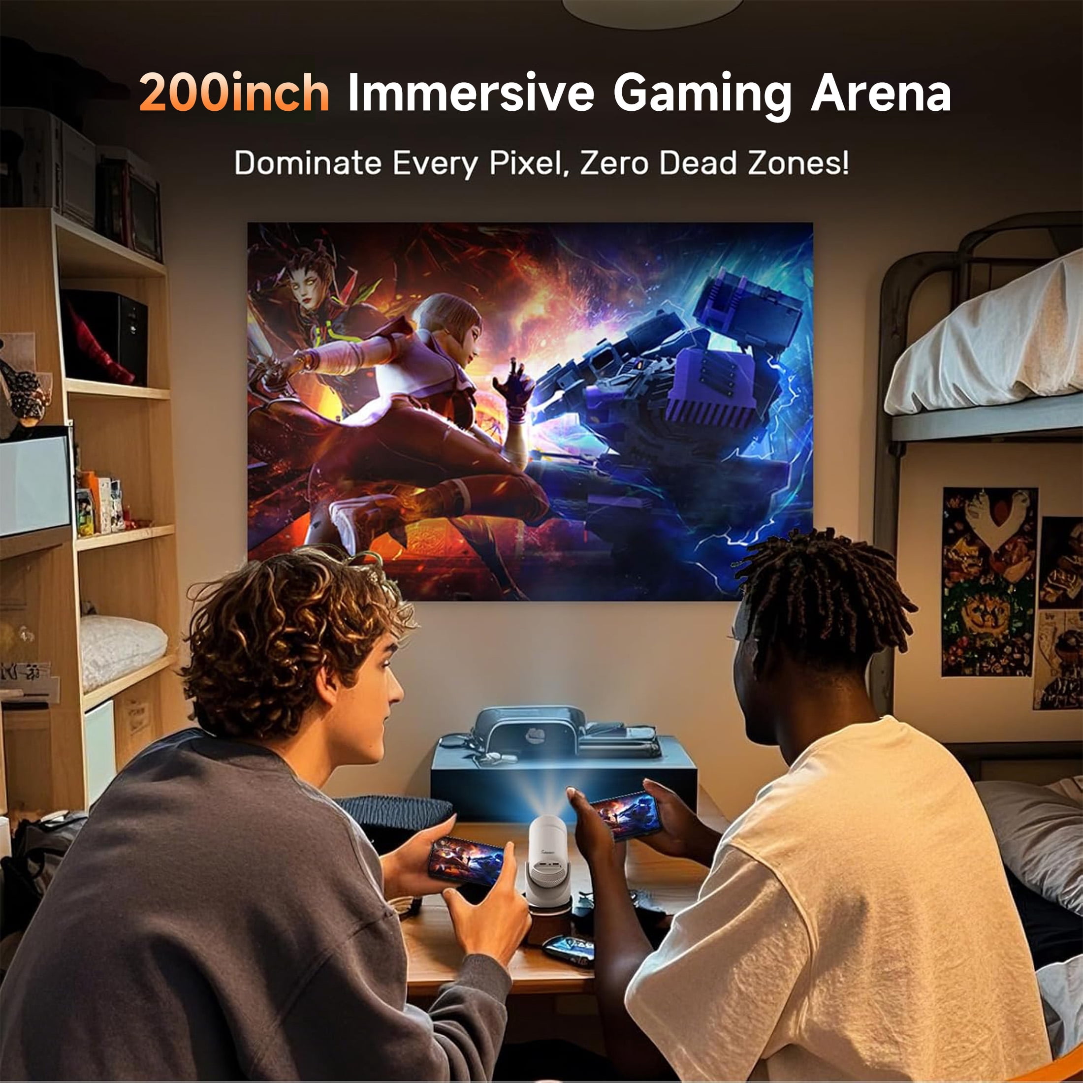 2026 BDQ New Mini 4K Portable Smart Projector with WiFi 6 & Bluetooth 5.4, Auto Keystone, 180°Rotation, Android 13 Auto Keystone Correction,35"-130" Screen Video Projector