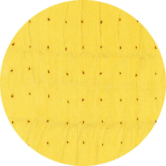 Ahgly Company Machine Washable Indoor Round Solid Yellow Modern Area Rugs, 4' Round
