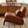 thumbnail image 5 of Cute Accent Chair with Solid Wood Legs, Faux Leather Living Room Chair with Soft Cushion, Cozy Armless Reading Chair for Bedroom, Apartment, Balcony, Waiting Room, Brown, 5 of 12