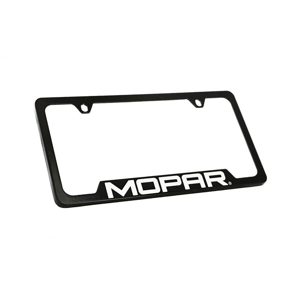 Mopar wordmark black zinc metal license plate frame holder 2 Hole
