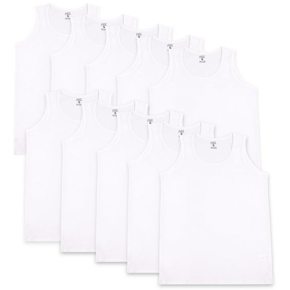 A2Z Mens Underwear Vest Soft 100% Combed Cotton 10 Pack White Sleeveless - Vest 005 White 10 Pack._XL
