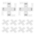 thumbnail image 1 of Uxcell Paquete de 10 Conectores de Luz LED RGB de 4 Pines de 10 mm en Forma de X para Luces de Tira 5050 2835 Iluminación DIY [Blanco], 1 of 6