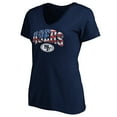 thumbnail image 2 of Women's Navy San Francisco 49ers Logo Banner Wave V-Neck T-Shirt, 2 of 3
