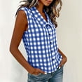 thumbnail image 6 of MORESEC Women Plus Size Collared Sleeveless Button Down Plaid Casual Tank Top for Women Dressy Basic Tops Party Summer Clothes, Blue M, 6 of 8
