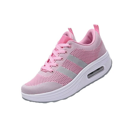 

JINMGG Sneakers for Women Plus Clearance Women s Fashion Casual Breathable Lace Up Sports Running Sneakers Leather Shoes Pink 35