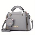 thumbnail image 1 of Letter Decor Hand Satchel Bag, Stylish Shoulder Zipper Bag With Mini Coin Purse, Crossbody Bag For Work, 1 of 5