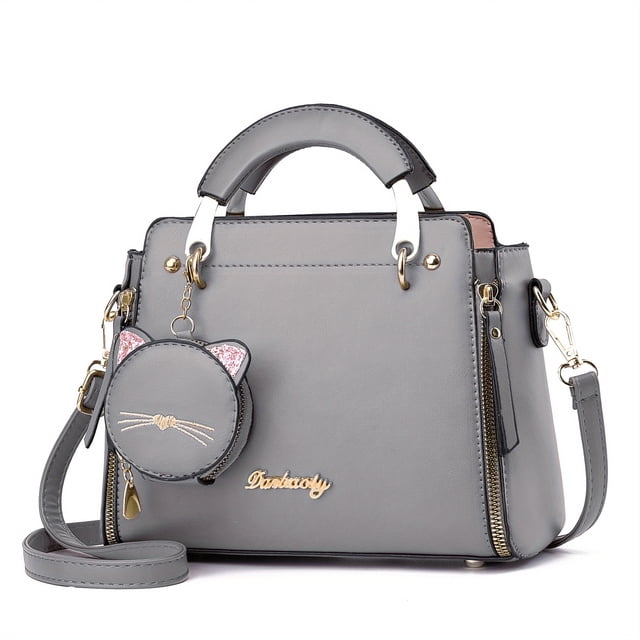 Letter Decor Hand Satchel Bag, Stylish Shoulder Zipper Bag With Mini Coin Purse, Crossbody Bag For Work