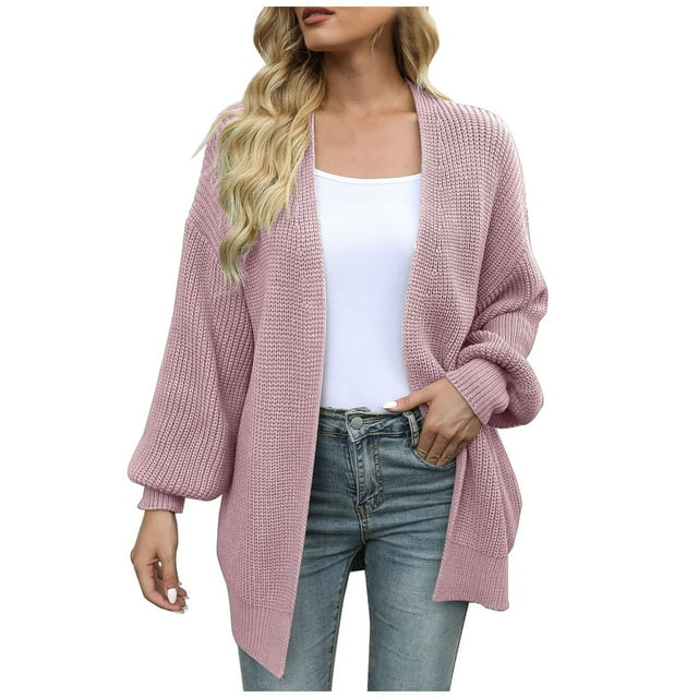 AherBiu Cardigans pour Femmes Manches Lanterne Ouvert Vestes Tricotées Vêtements de Détente