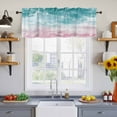 thumbnail image 2 of 2 Pack Turquoise Pink Ombre Valance for Window Abstract Coastal Ocean Waves Gradient Kitchen Valance Rod Pocket Short Curtain Topper Decorative Window Treatment for Living Room Bedroom 42"x12", 2 of 8