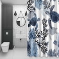 thumbnail image 4 of Ocean Turtles Bathroom Shower Curtain, Retro Watercolor Blue Corals Turtles Waterproof Washable Soft Bath Curtain for Bathtub Decor with 12 Hooks&Grommet, 60x72 Inch, 4 of 9