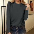 thumbnail image 2 of Arlun Women's Crewneck Long Sleeve T-Shirts Lightweight Basic Shirt Solid Color Soft Comfortable Casual Tops for Women's Fashionable and Daily Wear Dark Gray S, 2 of 4