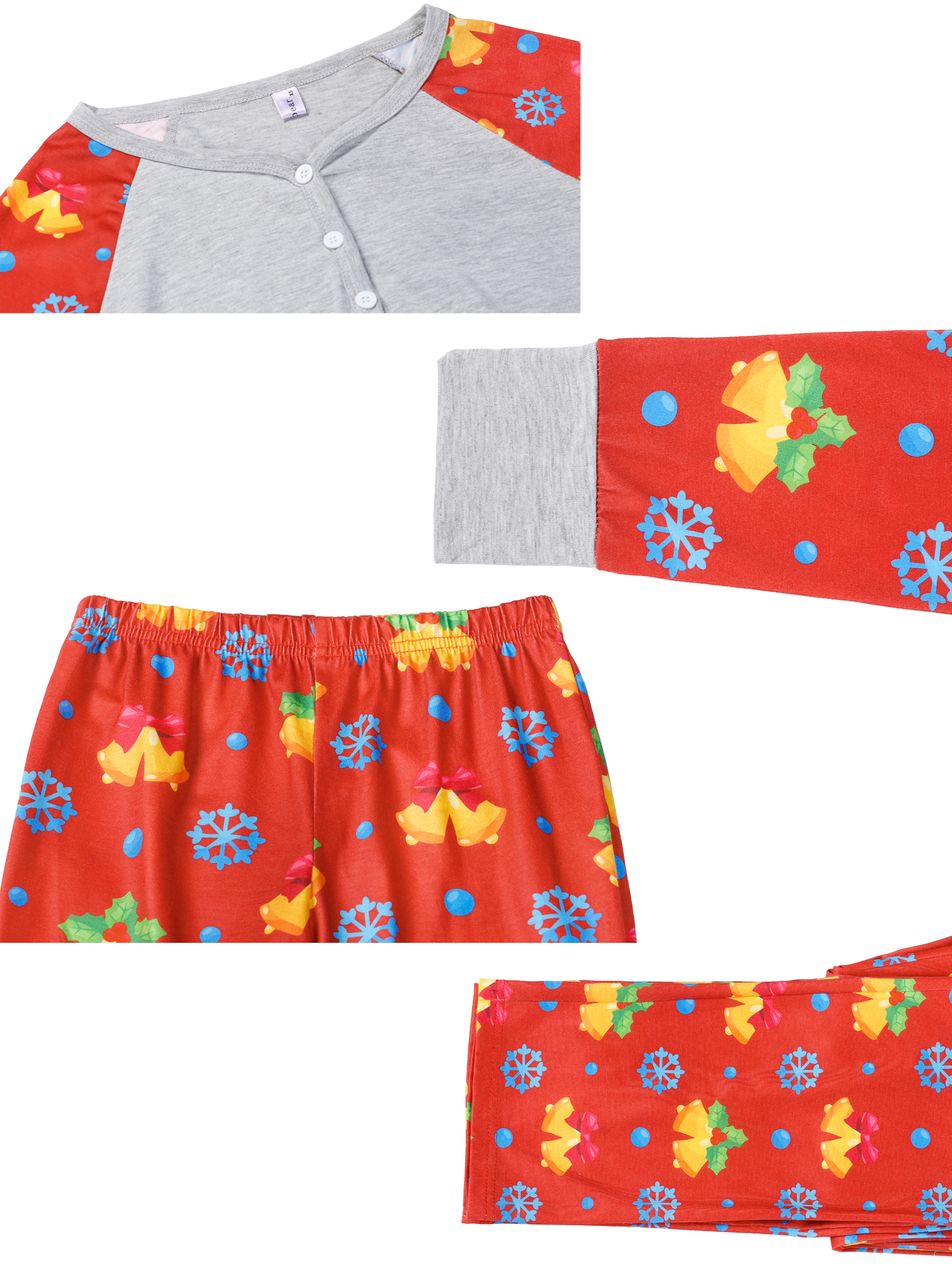 DARING DIVA Women's Christmas Family Long Sleeve Pajama Sets XS Red