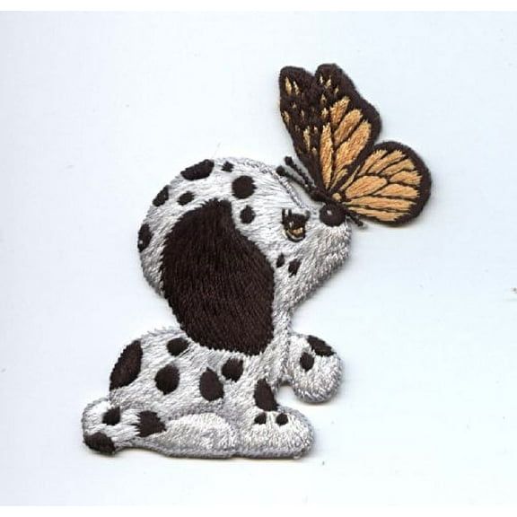 Small Dalmatian - Puppy Dog - Butterfly - Iron On Applique/Embroidered Patch