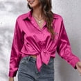 thumbnail image 4 of Silky Long-Sleeve Satin Blouse Women'S Satin Silk Button-Down Shirt Casual Loose Office Work Top Breathable for Everyday Workwear, 4 of 6