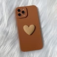 thumbnail image 5 of Cute Heart Phone Case for iPhone 12 Pro Max 6.7 inch 2020 Released, Upgrade Slim Dustproof Protective Cover Aesthetic Design for Women Girls, Brown, 5 of 16