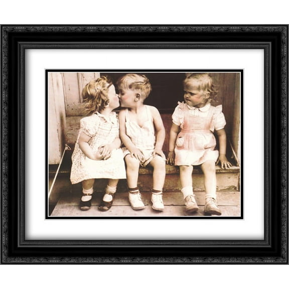 Il Bacio 2x Matted 24x20 Black Ornate Framed Art Print by Furman Baldwin