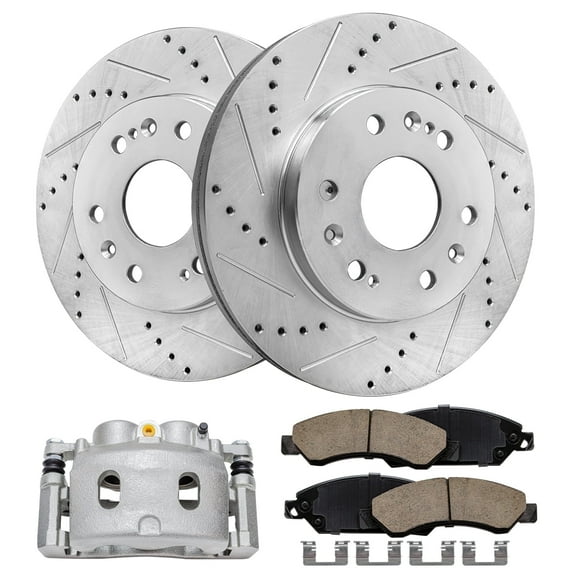 Detroit Axle - Front Drilled Rotors Ceramic Pads Right Brake Caliper for 05-08 Chevrolet Silverado GMC Sierra 1500 07-08 Suburban Tahoe Avalanche Yukon XL Cadillac Escalade: 12.99" Rotor