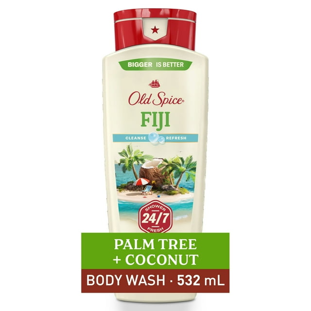 Old Spice Men's Body Wash, Fiji Scent, 24/7 Shower Fresh, Long Lasting Scent