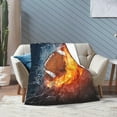 thumbnail image 4 of American Football Ball in Fire and Water Throw Blanket Ultra Soft Warm All Season Decorative Fleece Blankets for Bed Chair Car Sofa Couch Bedroom 60"X50", 4 of 6