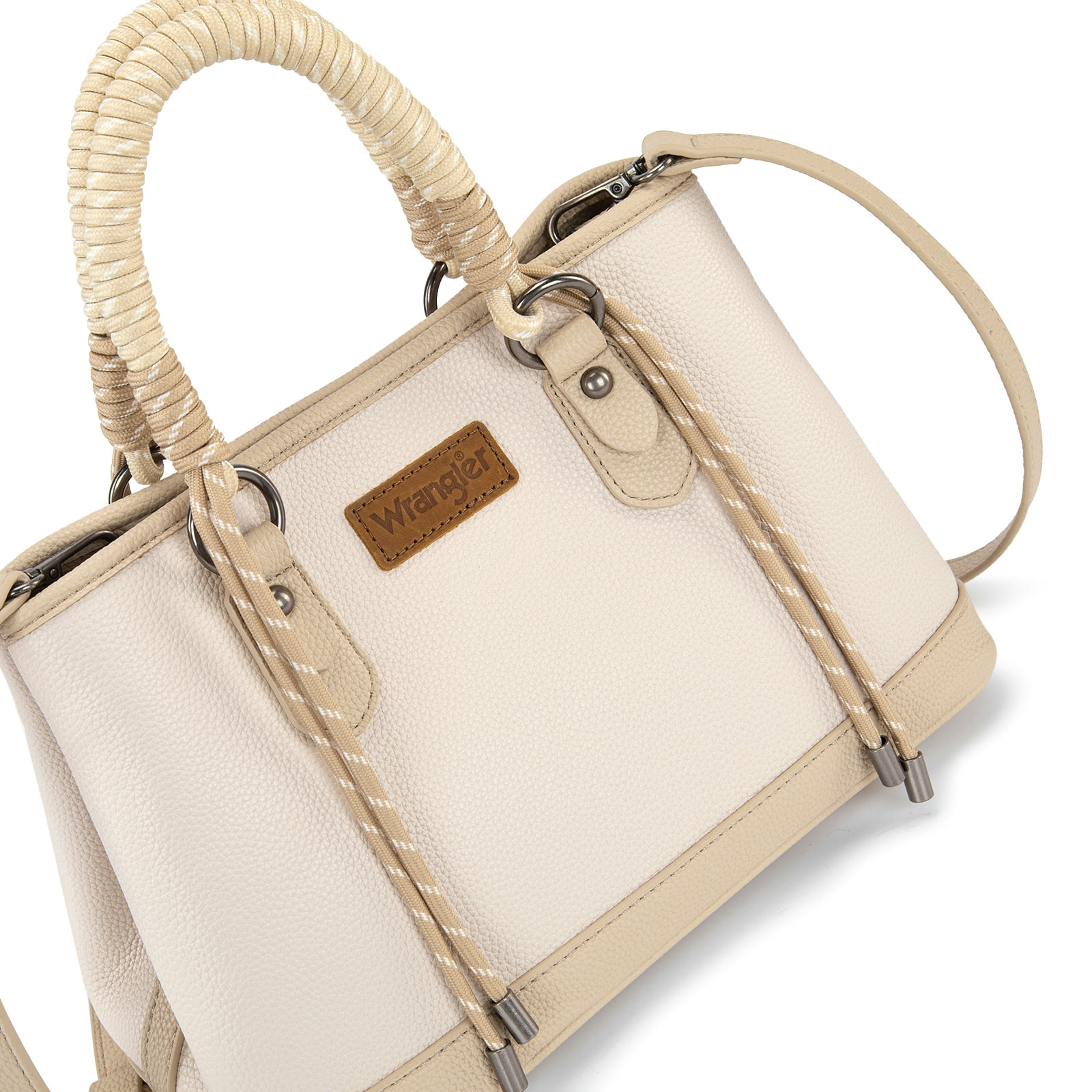 Wrangler Tote Bags for Women Medium Satchel Purse with Designer Braided Rope Top Handle