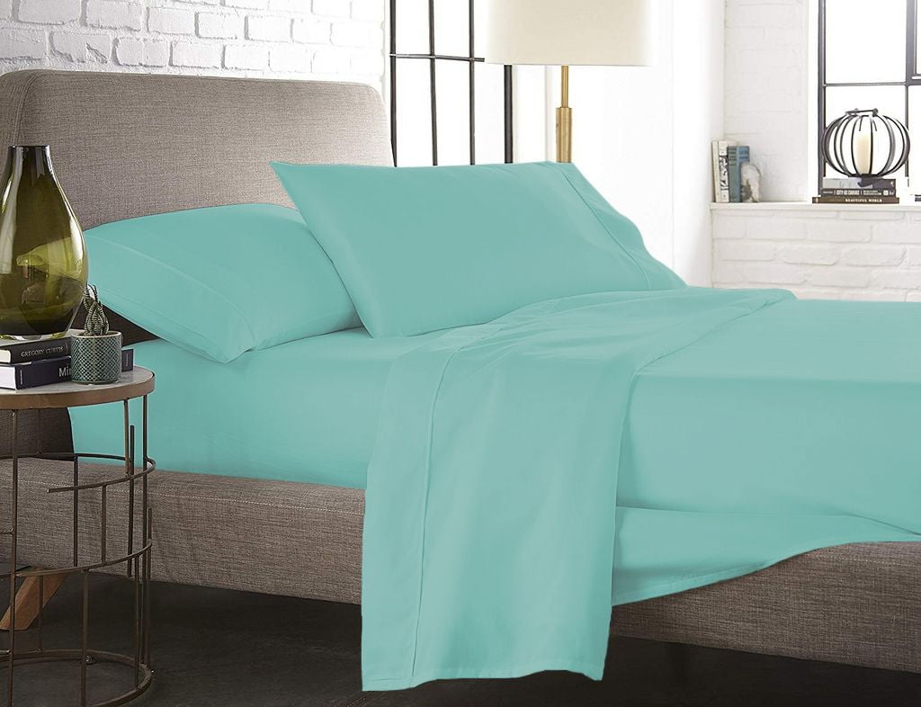 Aqua Blue New Made By Design Details about   Solid Easy Care Pillowcase Set Bedding King 