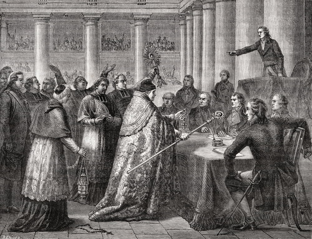 Gobel Resigns His Episcopal Office1793 Jean-Baptiste-Joseph Gobel 1727-1794 French Ecclesiastic Politician And Archbishop Of ParisEngraved By Launy Marchand After Renaud From Histoire De La Revolution