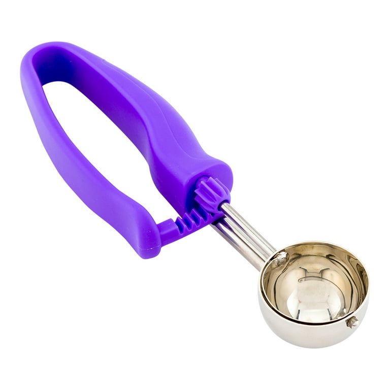 Comfy Grip 0.86 oz Stainless Steel #40 Portion Scoop - with Purple Ambidextrous Handle - 1 Count Box, Size: 0.86 fl oz