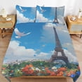 thumbnail image 6 of 3 Pcs Soft Bedding Set, Includes 1 Duvet Cover with Zipper And 2 Pillow,Shams Eiffel Tower Queen(90"×90"), 6 of 8