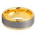 thumbnail image 3 of Silly Kings Jewelry 8mm- Yellow Gold Tungsten Ring - Sandblast Design - Gray Tungsten Ring - (9), 3 of 4