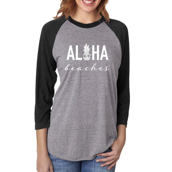 Aloha Beaches Pineapple Unisex 3/4 Sleeve Baseball Raglan Tee