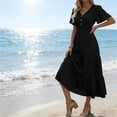 thumbnail image 3 of Maxi Dresses for Women 2026, Beach Dresses for Women, Sundresses for Women, Summer Dresses, Casual V Neck Short Sleeve Flowy Tiered A Line Boho Long Dress, 3 of 6