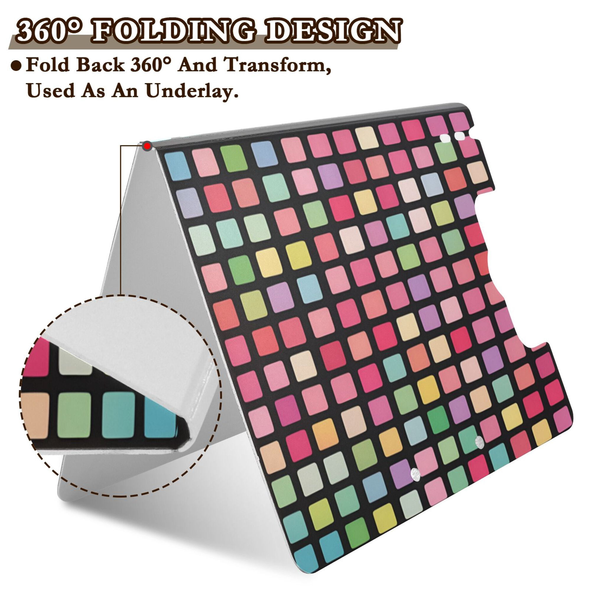 FORMRS A4 Clipboard Folder with Pen Holder Horizontal Foldable School Office Binder, Colorful Block Pattern