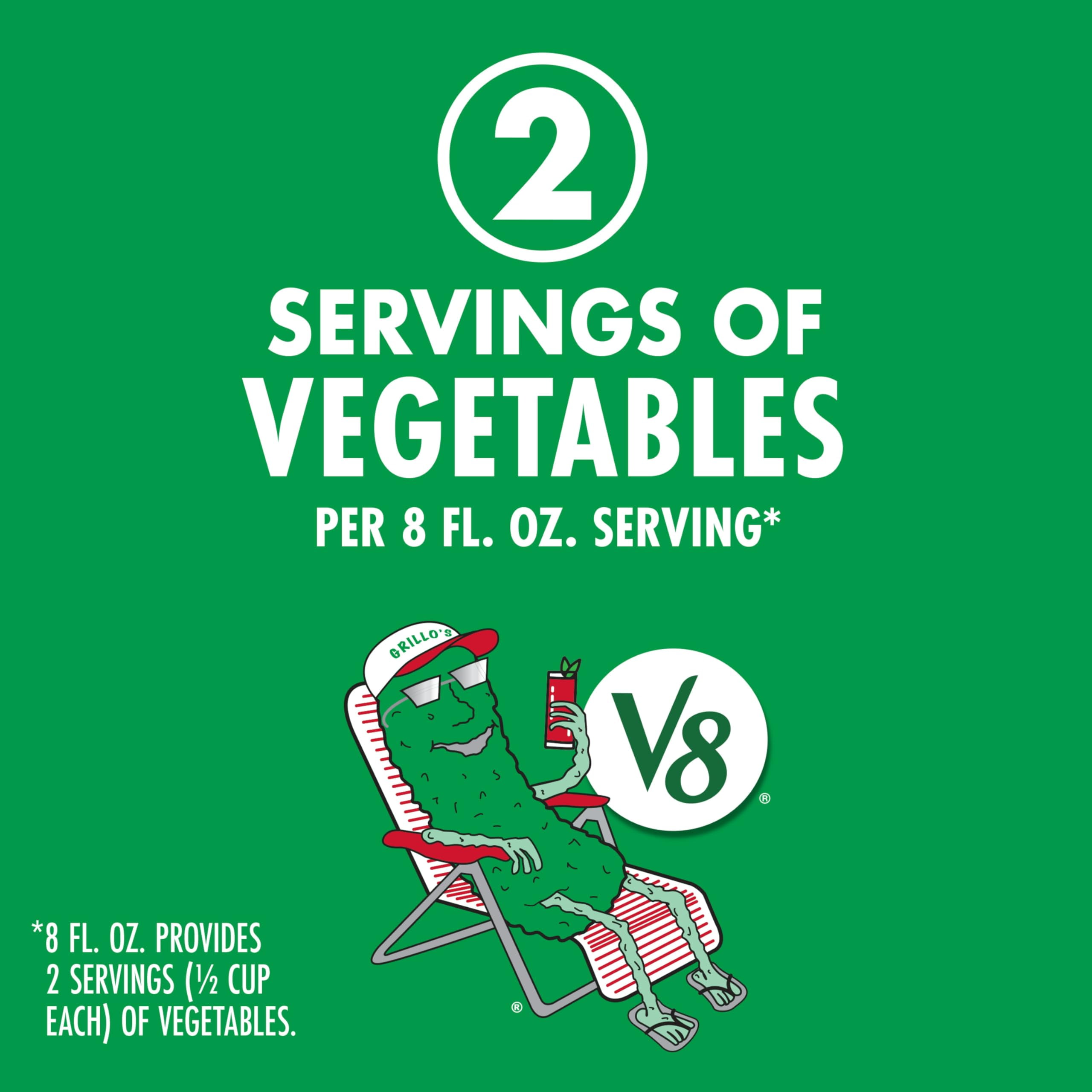 V8 Grillo's Pickles Dill Pickle Bloody Mary Mix, 8 fl oz Can (24 Pack)