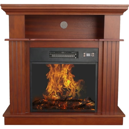 Decor Flame Infrared Electric Fireplace with 32quot; Mantle  Walmart.com
