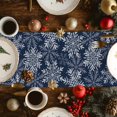 thumbnail image 3 of Burlap Table Runner 48 Inches Long,Winter Xmas Snowflake Texts Non-Slip Kitchen Table Runners for Dining Room Everyday Use Party Table Decorations Geometric Christmas, 3 of 9