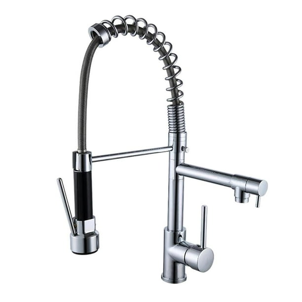 Grifo de Lavabo Sunnimix Mezcla con Rocia de Doble Grifo de Cocina Acero Inoxidable
