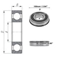 thumbnail image 4 of Rodamientos de bolas de ranura profunda 6309NR2RS de Unique Bargains 45x100x25mm P5 con doble sello de goma lubricado 1Pc para ruedas de coche, scooter, patinete universal tono plateado negro, 4 of 6