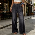 thumbnail image 2 of LEKODE Jeans Workout Clothes for Women Comfy Pants Women Stretch Pants for Women Mom Jeans Palazzo Pants for Women Boho Pants Baggy Pants Women's Straight Leg Jeans Black L, 2 of 6