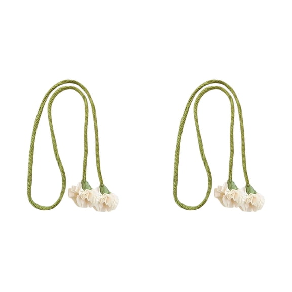 Handmade Curtain Tiebacks Floral Rope Curtain Holdbacks No Drill Decorative Curtain Tiebacks for Farmhouse Boho Window Decor Beige