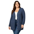 thumbnail image 6 of TEMOFON Plus Size Cardigan Sweaters for Women Plus Size Buttons Down with Pocket Long Sleeve Ladies Cardigan Outerwear Fall Winter Clothes Blue 4XL, 6 of 6