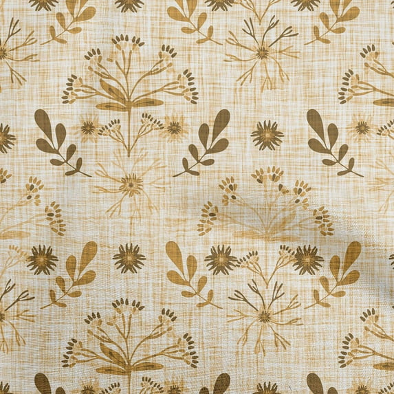 oneOone Cotton Cambric Dark Olive Green Fabric Floral Craft Projects Decor Fabric Printed By The Yard 42 Inch Wide