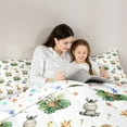 thumbnail image 4 of Homewish Tropical Monstera Leaf Zoo Animal Giraffe Twin Comforter Sheet Set,Reversible Microfiber Boys Girls Bedding,7-Piece, 4 of 8