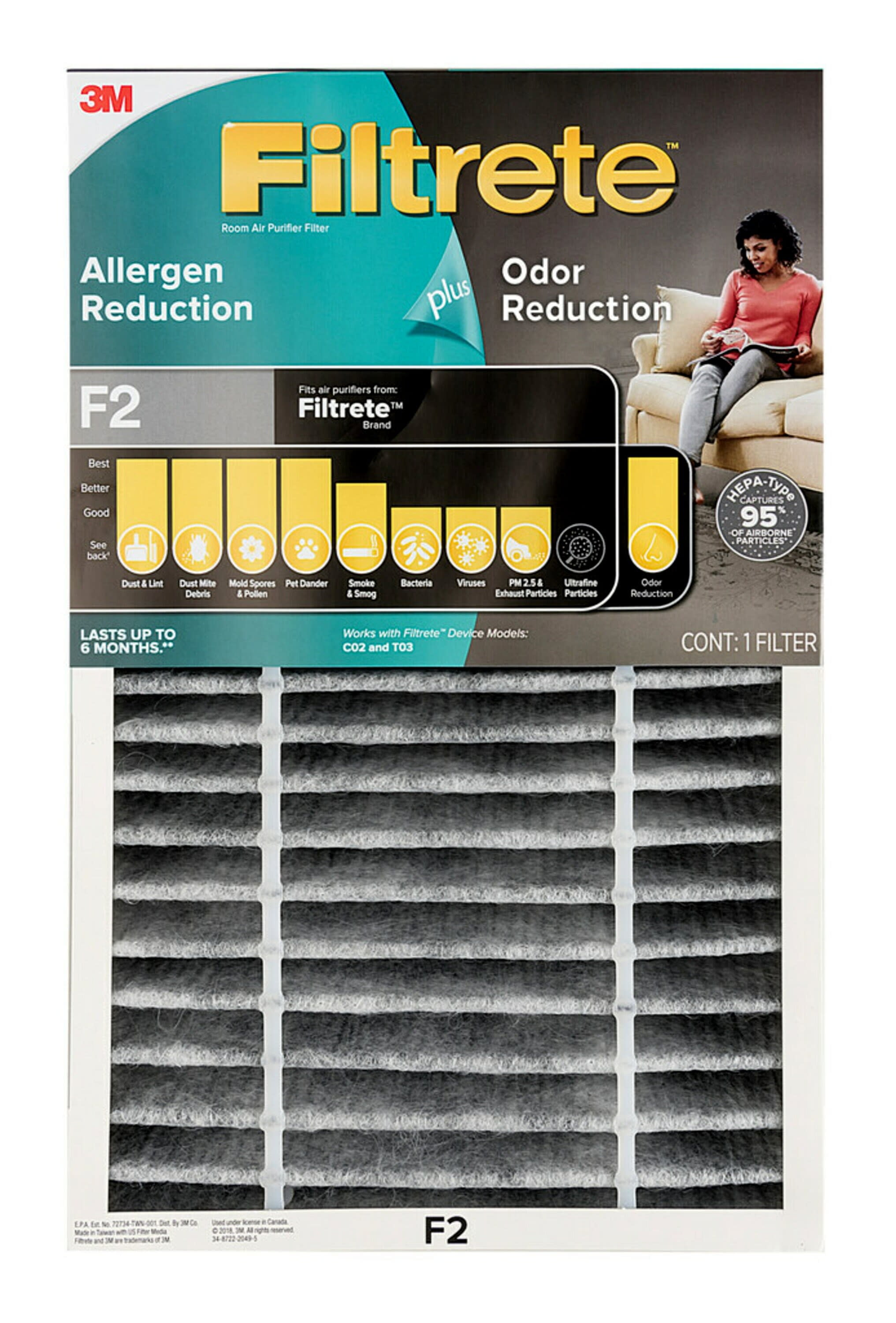 Filtrete by 3M Allergen Reduction + Odor Reduction HEPAType Air