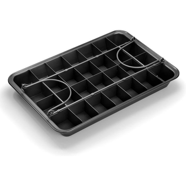 Techtongda Non Stick Brownie Pan with Heavy-Duty Dividers, FDA Approved High Carbon Steel Baking Pan Perfect Brownie Pan Set,8 inch by 12 inch, Black