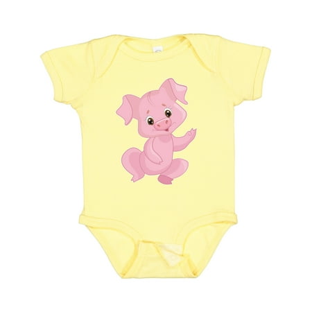

Inktastic Cute Pink Pig Waving Gift Baby Boy or Baby Girl Bodysuit
