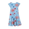 thumbnail image 5 of Mitankcoo 4th of July Dresses for Girls Fashion Print Crew Neck Flutter Sleeve A-Line Dress Daily Casual 6-15Y, 5 of 6