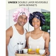 thumbnail image 5 of Double Layer Satin Hair Bonnet with Tie Band, Reversible Silk Sleep Cap, Soft Breathable Night Hair Wrap for Curly Natural Hair Daily Hair Care, 5 of 8