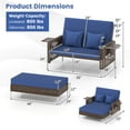 thumbnail image 3 of Costway 2 PCS Wicker Loveseat & Storage Ottoman with  4-Level Backrest & Soft Cushion Navy, 3 of 10